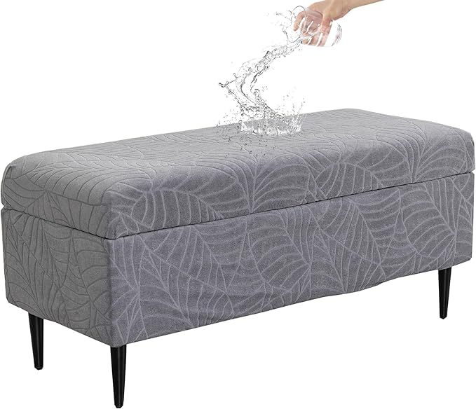 CRFATOP Waterproof Jacquard Ottoman Stool Cover Stretch Folding Storage Footstool Bench Slipcovers Upholstered Foot Chest Chair Covers Washable Entryway Furniture Protector,S,Dark Grey