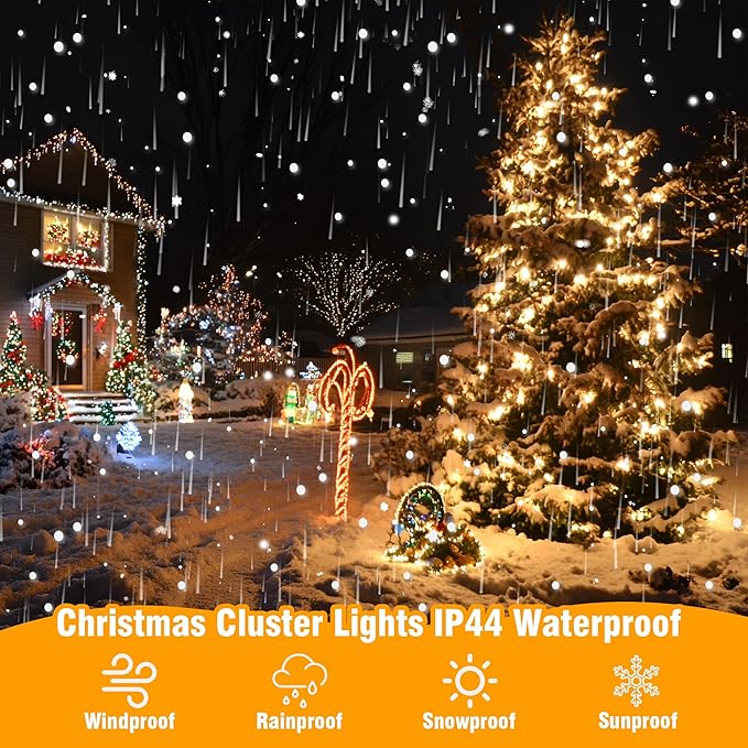 Christmas Lights 33FT 100 LED 8 Modes with Timer Connectable Decorative String Lights for Xmas Tree Patio Party Warm White