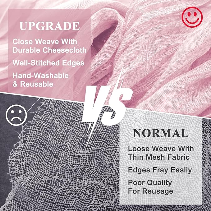Wokceer Cheesecloth Table Runner 6Pack 10FT Blushing Pink Boho Gauze Christmas Cheese Cloth Table Runner for Party Long Rustic Sheer Table Runners for Baby Bridal Shower Wedding Easter Table