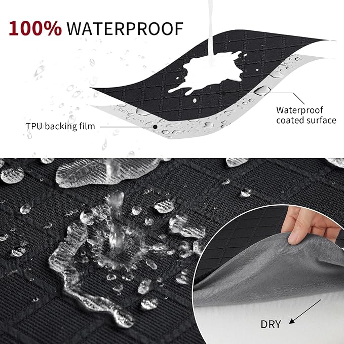 Fuloon Waterproof Seat Cushion Covers 6 PCS, Stretch Jacquard Chair Seat Covers Washable Dining Room Chair Slipcovers Removable Kitchen Cushion Protector (6, Waterproof-Black)