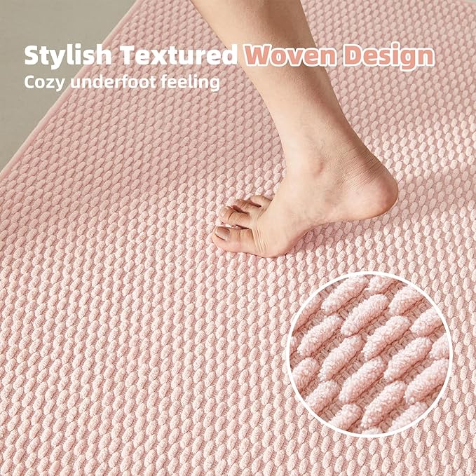 Large Bathroom Rugs Non Slip Washable Bath Rugs Super Absorbent Bathroom Rug Thin Quick Dry Low Pile Bath Mats, Pink 36"x48"