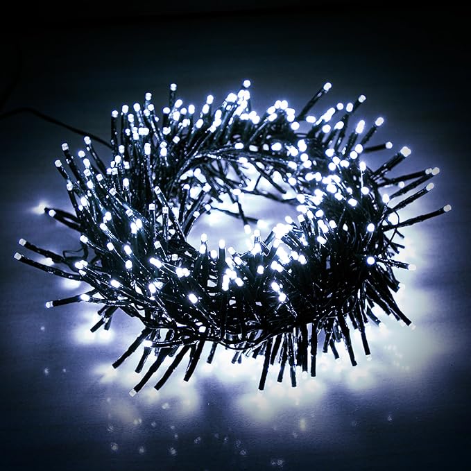 EcoNour 29.5 Ft 720 LED Cluster Twinkle Lights for Christmas Tree, 8 Modes String Lights for Decoration with Timer and Memory Function, Elegant Cool White Fairy Lights for Magical Home & Indoor