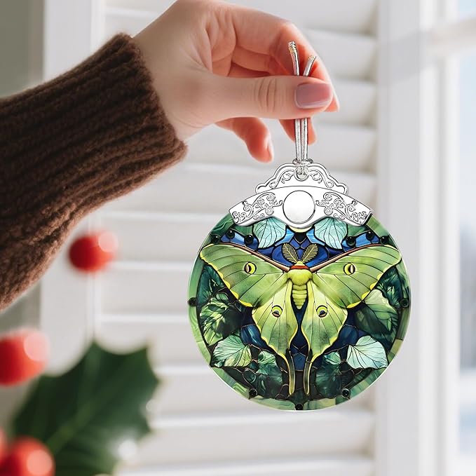 Luna Moth Ornament, Stained Glass Christmas Decorations, Christmas Ornaments for Tree, Holiday Ornament, Gifts for Moth Lovers, Holiday Party Gifts, Gift Ideas & Xmas Gift
