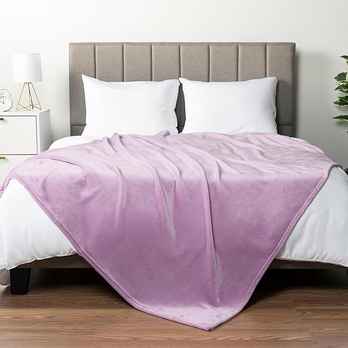 PAVILIA Fleece Blanket Throw Twin Size | Super Soft, Plush, Luxury Flannel Throw | Lightweight Microfiber Blanket for Sofa Couch Bed (Lavender Light Purple, 60x80 inches)