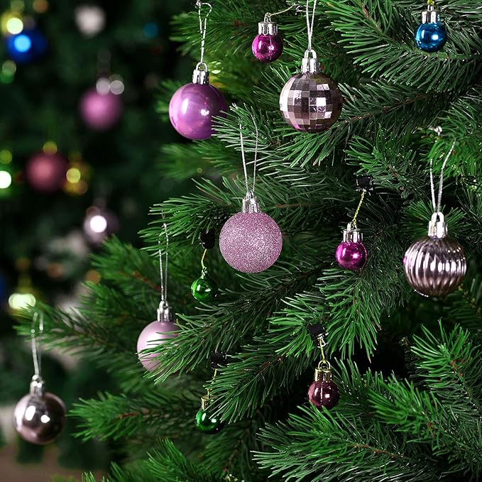 36 Pieces Christmas Ball Ornaments Shatterproof Christmas Decorations Tree Balls for Tree Ornaments Holiday Wedding Party Decoration Hooks 1.57 Inch (Light Purple)