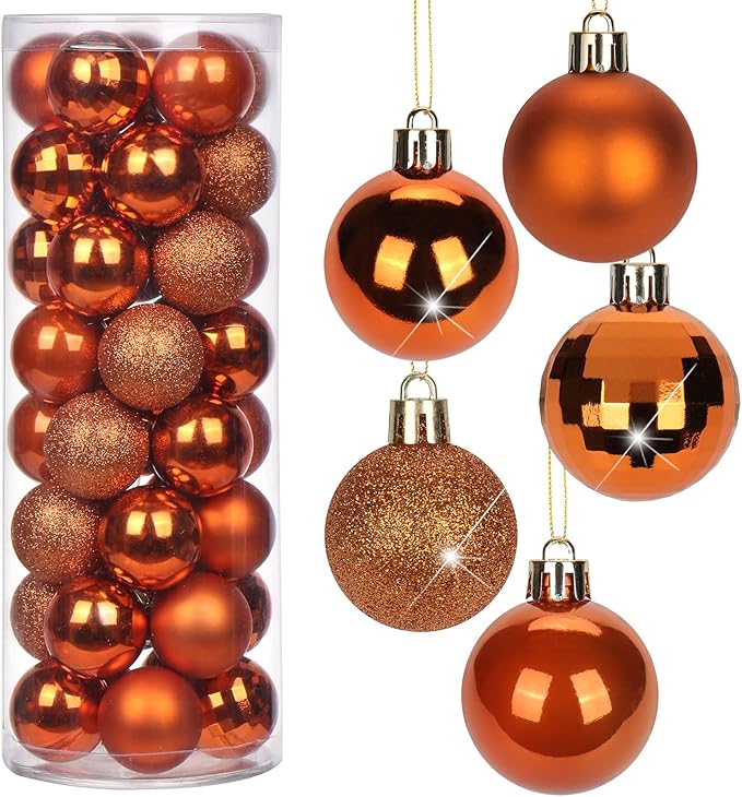 1.57" Orange Christmas Balls Ornaments 40 Pcs Shatterproof Christmas Ornaments Set Halloween Balls Ornament Orange Ornament for Xmas Tree Holiday Party