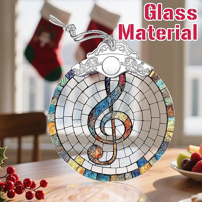 Christmas Ornaments: Stained Glass Ornament, Christmas Tree Ornament, Hanging Ornaments for Home Decor & Xmas Tree Decorations – Exquisite Holiday Decor, Gifts & Holiday Present - Musical Note
