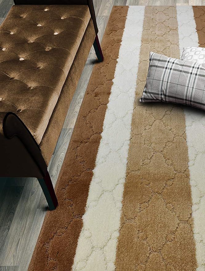 Custom Size Hallway Runner Rug, Slip Resistant, 26 Inch Wide X Your Choice of Length, Trellis Beige, 26 Inch X 11 feet