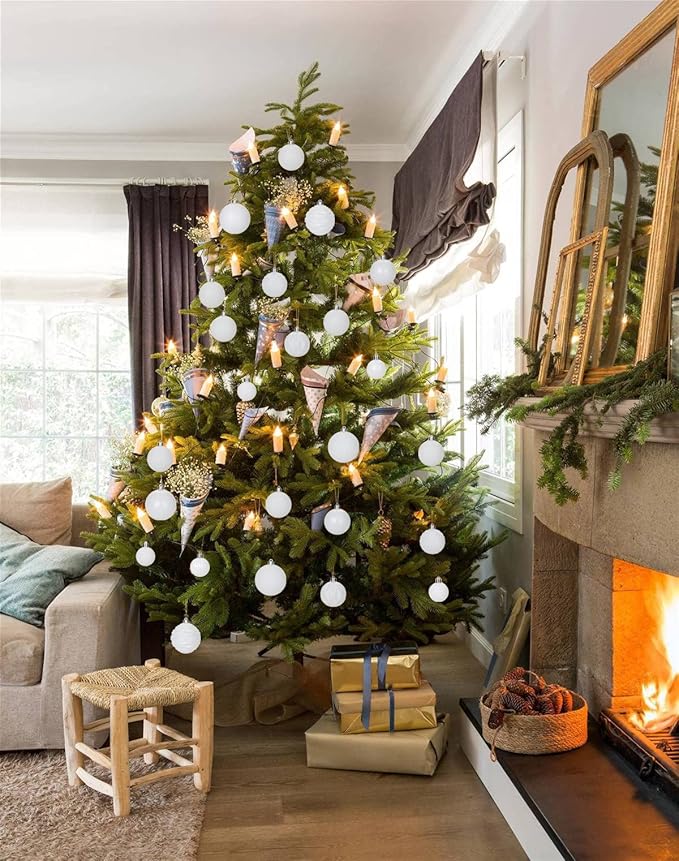 1.57" White Christmas Ornaments for Christmas Tree 36 Pcs Mini Shatterproof Balls Christmas Tree Decorations Small Xmas Ornaments Balls with Hanging Loop for Wedding Holiday Party Wreath Home Decor