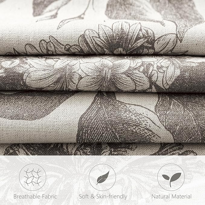 Foindtower Set of 2 Linen Floral Vintage Throw Pillow Covers Neutral Accent Decorative Cushion Covers Farmhouse Boho Home Decor for Sofa Chair Couch Bedroom Living Room,20×20 Inch,Light Gray