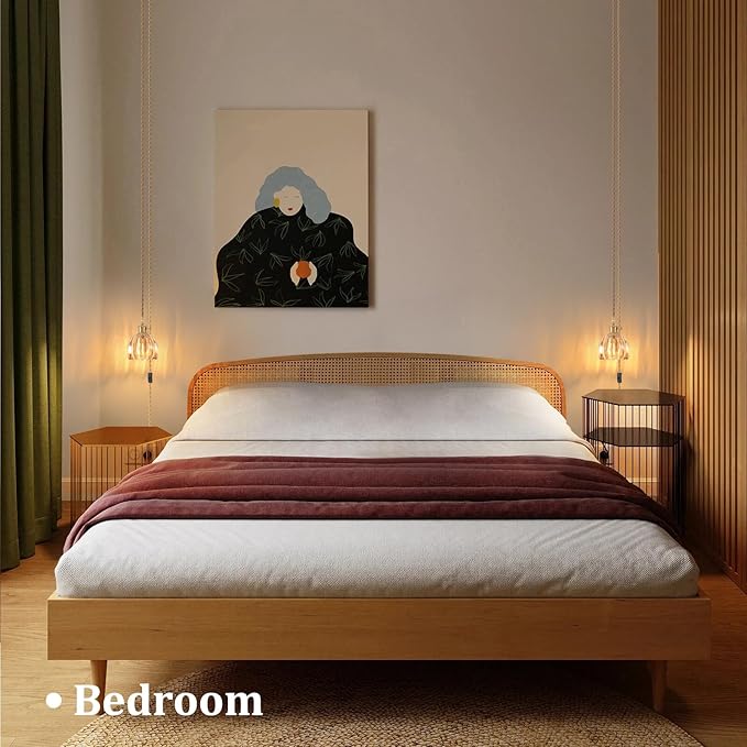 Plug in Pendant Light Hanging Light Fixture Corded On/Off Switch Brass Pendant Light with Amber Tulip Glass Lampshade for Bedroom Living Room Kitchen Island