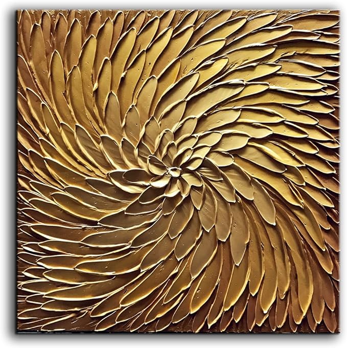 YaSheng Art -30x30inch Large Abstract Art Oil Paintings on Canvas metal golden Gradient color Abstract Artwork Modern Home Decor Canvas Wall Art Ready to Hang for Living Room Bedroom