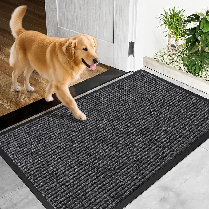 Front Door Mat, 60" x 48" Heavy Duty Indoor Outdoor Doormat, Non-Slip Welcome Mats for Entryway, Rubber Backing Low Profile Commercial Door Mats