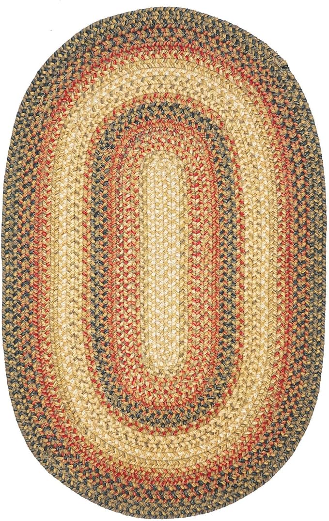 Russet Jute Braided Oval Rugs 27x45 - A Multicolor Oval Entryway Rug for Country Decor