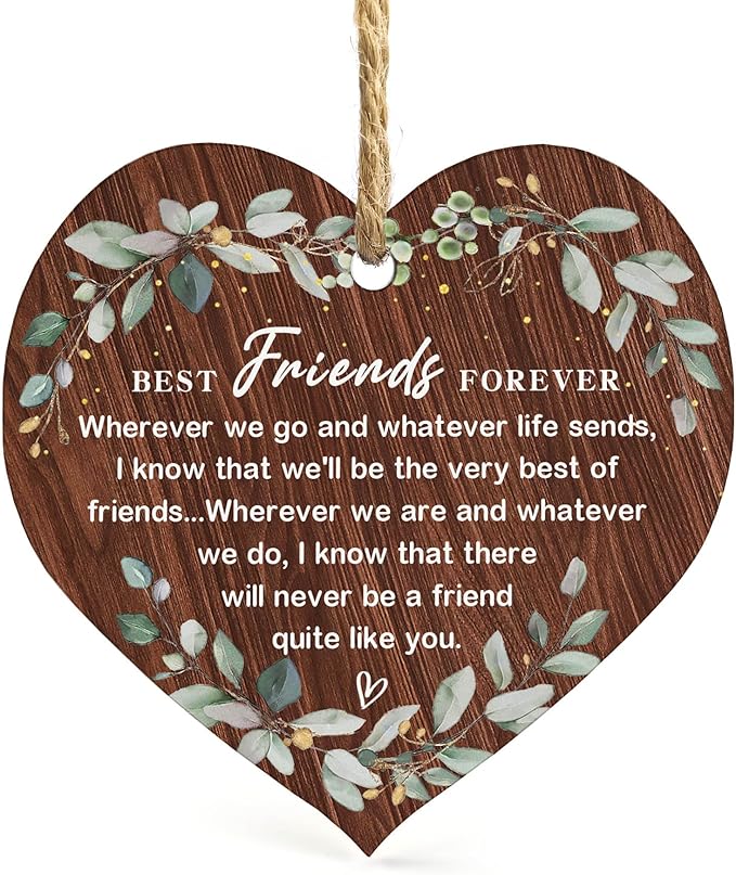 SIABERTERL MDF Christmas Ornaments Best Friend Ornament 2025 Edition Friendship Forever BFF Tree Ornament Ceramic Keepsake with Double-Sided Printing and Ribbon Gift Box Packaging with Greeting Card