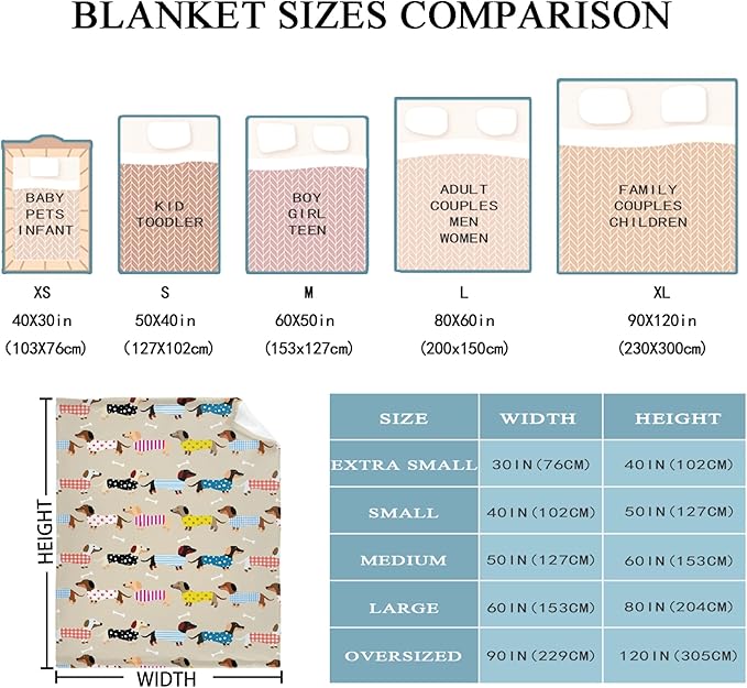 Dachshund Blanket is Super Soft and Warm, I Love Dachshunds Soft Flannel Throw Cozy Wiener Dog Blankets The Lightweight Flannel Blanket is for All-Season Use 40"x30"for Pet