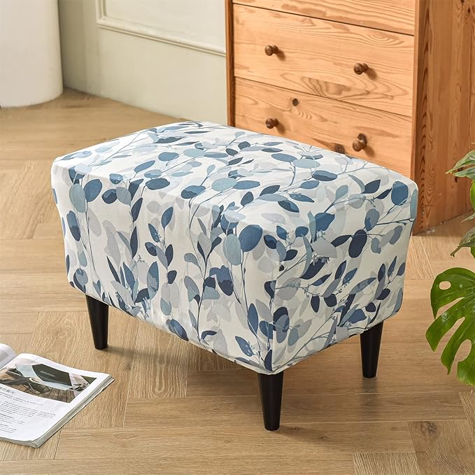 Eco-Ancheng Stretch Ottoman Cover Rectangular Storage Ottoman Slipcover Footrest Stool Covers Ottoman Slipcovers for Foot Stool with Nonslip Elastic Bottom (5,XX-Large)