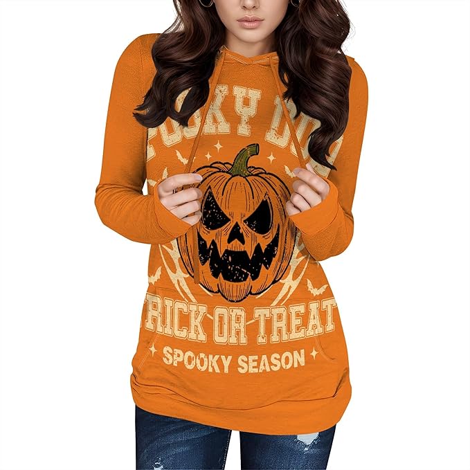 Halloween Womens Pullover Sweatshirts Trendy Drawstring Fall Sweatshirt Halloween Best Gift For Wife And Daughter