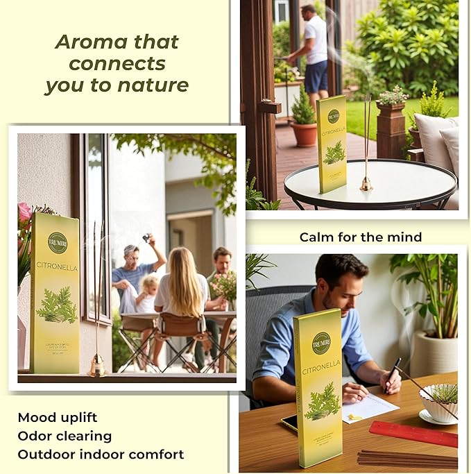 Citronella Incense Sticks - Pack of 100 Insence-Sticks - Made with Natural Citronela Oil - Scented Insense Outdoor Inscents Non Toxic Incents