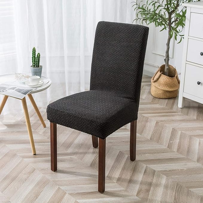 Genina Chair Covers for Dining Room Chair Covers Dining Chair Slipcovers Stretch Kitchen Parsons Chair Cover (Black, 2 PCS)
