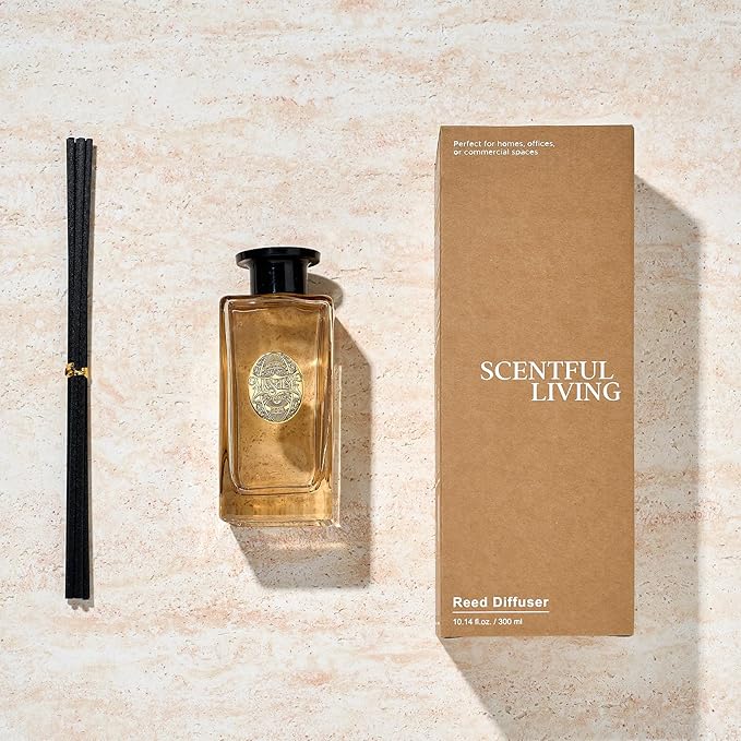 M&SENSE 10.14 oz Large Reed Diffuser Set | Creamy Vanilla Scent Oil Diffuser with Sticks | Hotel Collection Non-Toxic Essential Oil |for Bedroom Bathroom Living Room