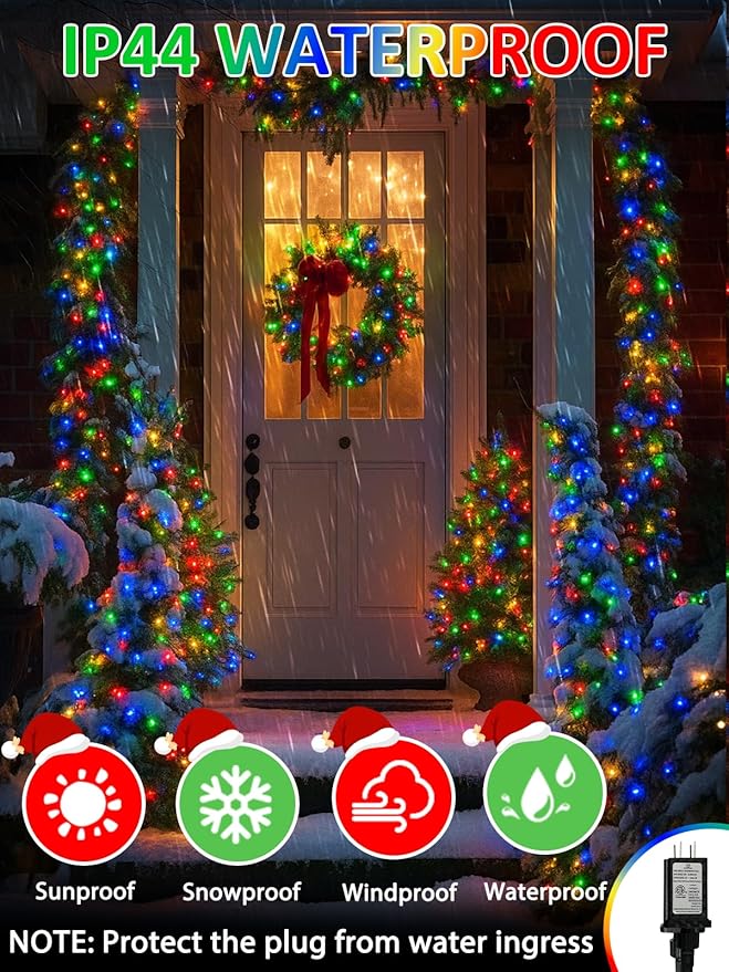 Smart Color Changing Christmas Lights with Remote & App Control, 132FT 400 LED RGB String Lights with Timer, Music Sync Multiple Modes Twinkle Christmas Tree Light Waterproof Indoor Outdoor Xmas Decor