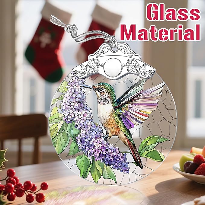 Stained Glass Ornament, Christmas Ornament, Hanging Ornaments for Home Decor & Christmas Tree Ornaments – Exquisite Holiday Decor, Xmas Gifts & Holiday Present - Hummingbird