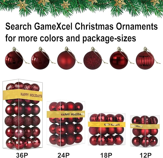 Maroon 8.0" Extra Large Christmas Ornaments - Christmas Tree Decoration Balls Shatterproof Hanging Shiny Balls for Birthday Holiday Wedding Decorations Set of 2pcs