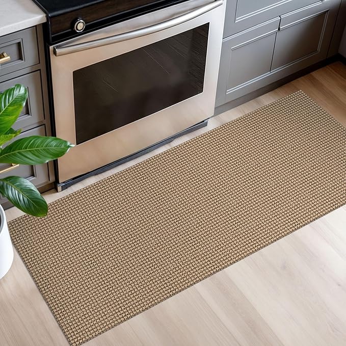 EARTHALL Woven Runner Rug 2x5 Ft Washable Runners for Hallways Cotton Non Slip Rubber Backed Kitchen Runner Braided Indoor Floor Carpet for Entryway, Hallway, Kitchen, Bedroom, Orange/Tan/Brown