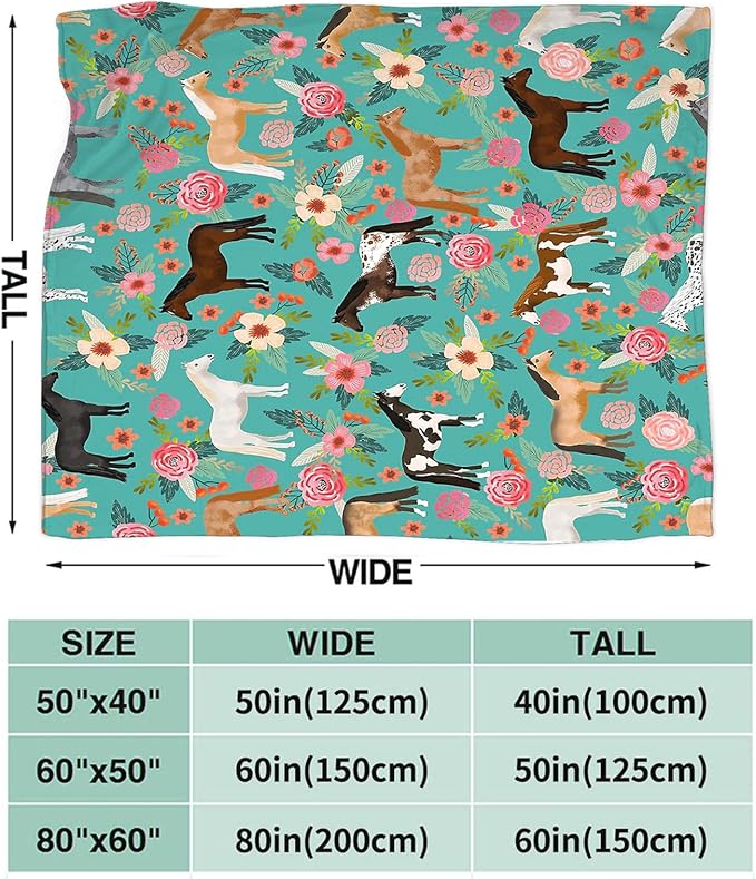 Tijuboni Horse Throw Blanket Horse Gifts for Girls Boys Women Men Kids Adults Soft Flannel Fleece Blanket for Couch Sofa Bed Home Decor 40"x50"