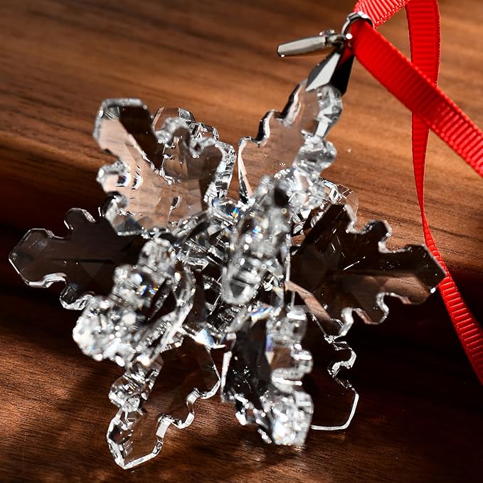 2025 Annual Edition 3D Crystal Snowflake Ornament Christmas Tree Ornaments Crystal Sun Catcher Home Hanging Decor(3D-Clear)