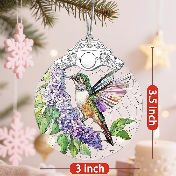 Stained Glass Ornament, Christmas Ornament, Hanging Ornaments for Home Decor & Christmas Tree Ornaments – Exquisite Holiday Decor, Xmas Gifts & Holiday Present - Hummingbird