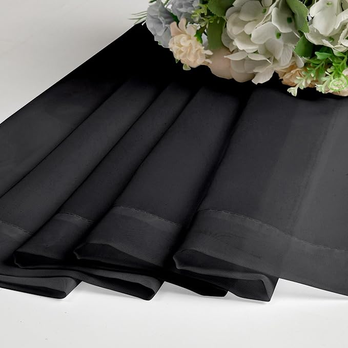 Lecloud Black Sheer Curtains 63 Inch Length 2 Panels, Elegant Voile Drapes for Small Windows, Light Filtering Curtains for Living Room Bedroom Dinning, Dual Rod Pocket, 40" W x 63" L