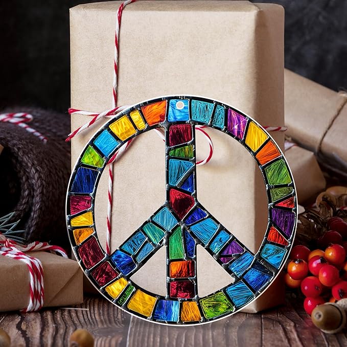 AVERXO Peace Ornament Christmas Decorations - Acrylic Boho Christmas Ornaments 2025 - Peace Sign Ornament for Boho Home Decor, Hippie Gifts for Women, Positive Energy Gifts for Mom Grandma Sister
