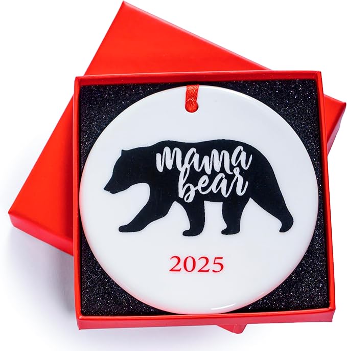 Mama Bear Christmas Ornament 3 Inch, Mama Bear Ornament, Polar Bear Christmas Ornament, Best Mom Christmas Tree Decor, Super Mommy Xmas Decor, Funny Momma Tree Decoration