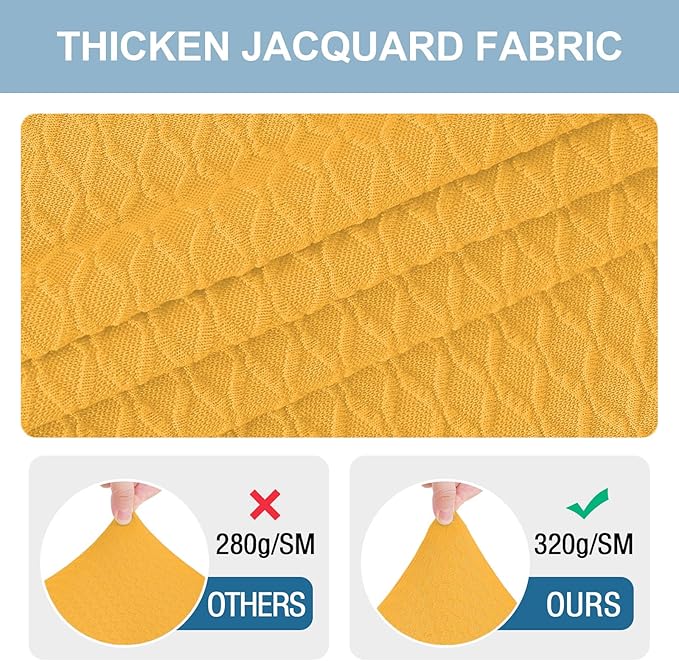 Smiry Stretch Jacquard Seat Covers for Dining Room Chairs Set of 4, Removable Washable Chair Seat Protector Slipcovers, No Rear Covers, Mustard Yellow