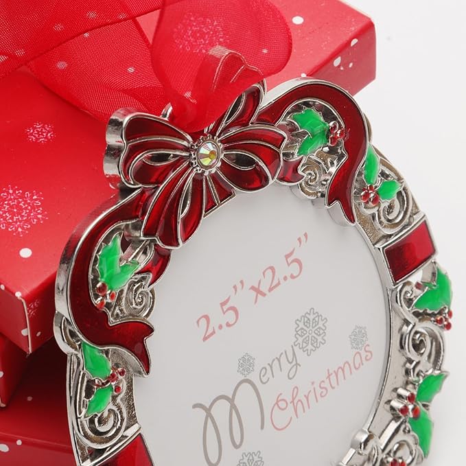Christmas Tree Ornaments Home Decor Christmas Decorations Xmas Gifts Decorations Holiday Keepsake Gift Pendant Can Insert Photos (Silver-Gift)
