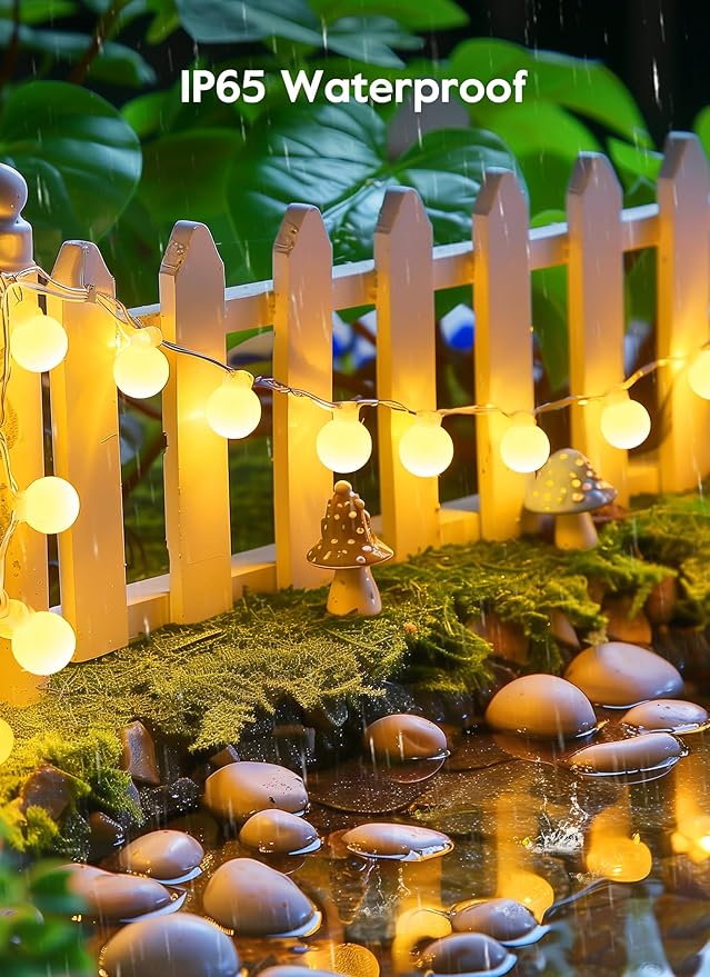 Brightown Solar Lights Outdoor Waterproof, 2 Packs Total 66Ft 200 LED Globe Solar String Lights for Outside, 8 Modes Outdoor Solar Lights for Yard Balcony Patio Tree Canopy Party (Warm White)