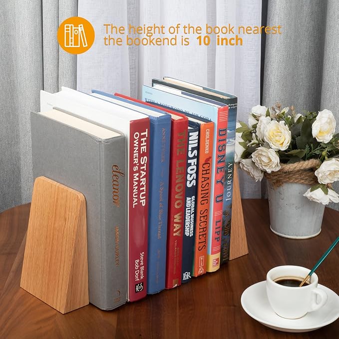 Red Oak Book Ends Heavy Duty Handmade Book Ends for Shelves Decorative Bookends to Hold Heavy Books (Red Oak Small)