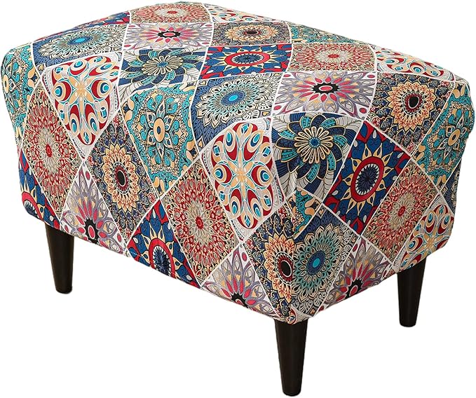 Eco-Ancheng Ottoman Cover Rectangular Storage Ottoman Slipcover Footrest Stool Covers with Nonslip Elastic Bottom