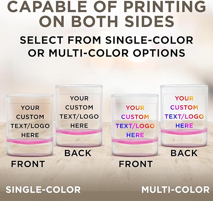 DISCOUNT PROMOS Custom Arc Votive Candle Holders 3 oz. Set of 72, Personalized Bulk Pack - Thick Base, Perfect for Wedding, Anniversary and Party Favors - Pink Bottom