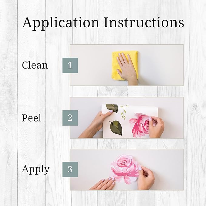 Decalcomania Pastel Flowers Wall Decor by Jessica Stempel - Set of 22 Danish Pastel Room Decor Flower Wall Decals Removable Peel and Stick Wall Stickers - Floral Aesthetic Room Decor