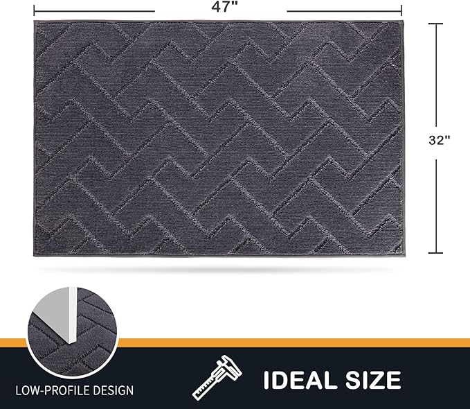 PURRUGS Dirt Trapping Door Mat 32" x 47", Non-Slip Machine Washable Entry Rug, Dog Doormat, Indoor Front Door Mat, Super Absorbent Entryway Rug for Muddy Shoes & Paws, Grey