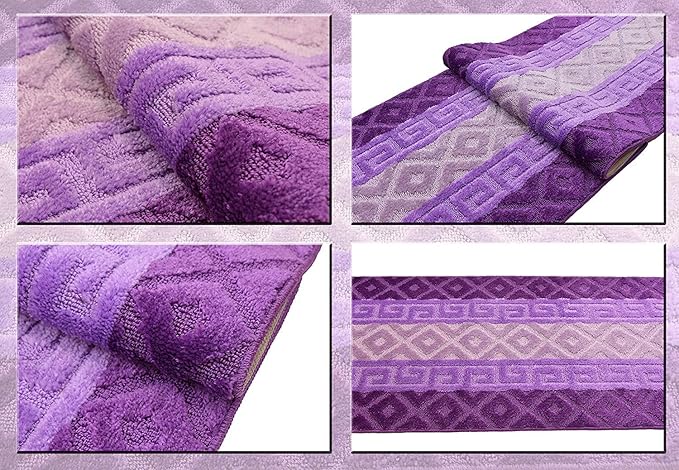 Custom Size Hallway Runner Rug, Slip Resistant, 26 Inch Wide X Your Choice of Length, Meander Lilac, 26 Inch X 33 feet