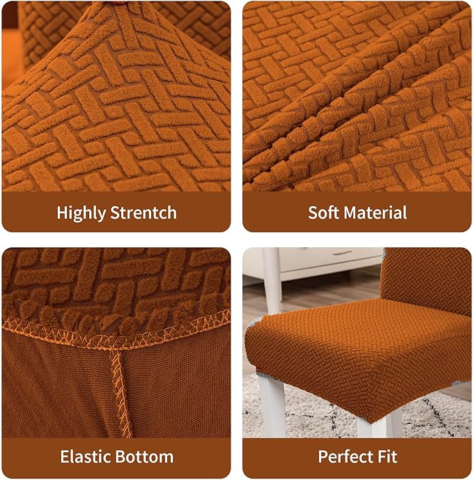 Parsons Dining Chair Cover, Detachable,Retractable,Sofa Chair Cover (6, Rust Color)