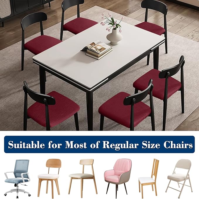 Dining Chair Seat Covers, Washable Dining Room Chair Seat Covers Set of 4, Removable Kitchen Seat Covers Chair Covers for Dining Chairs