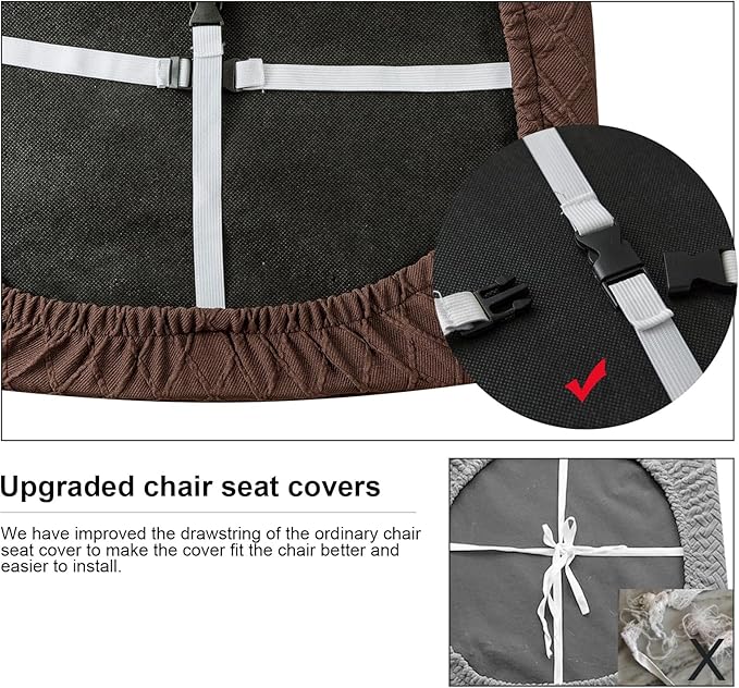 Genina Waterproof Seat Covers for Dining Room Chairs Covers Dining Chair Cover Kitchen Chair Covers (Chocolate, 2 Pcs)