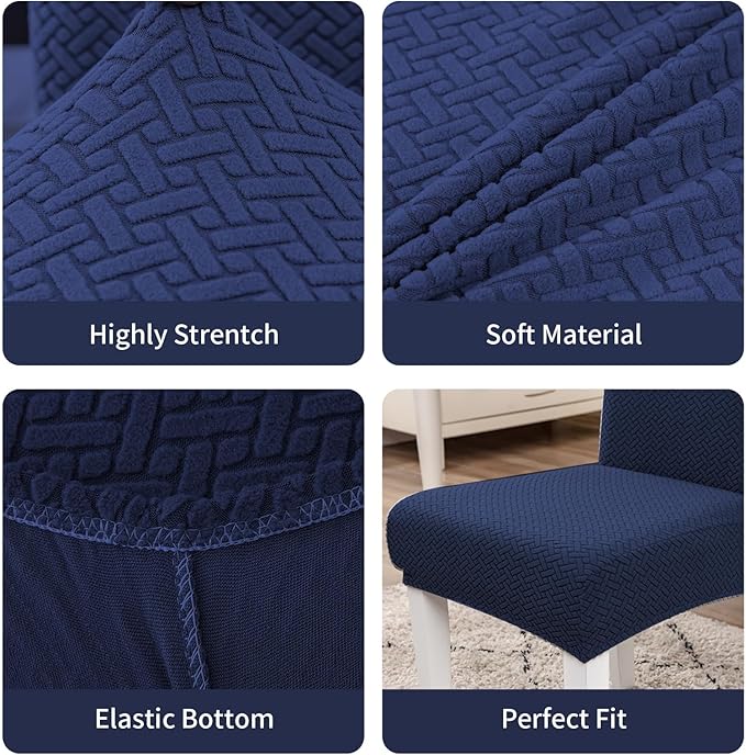 Parsons Dining Chair Cover, Detachable,Retractable,Sofa Chair Cover (6, Navy Blue)