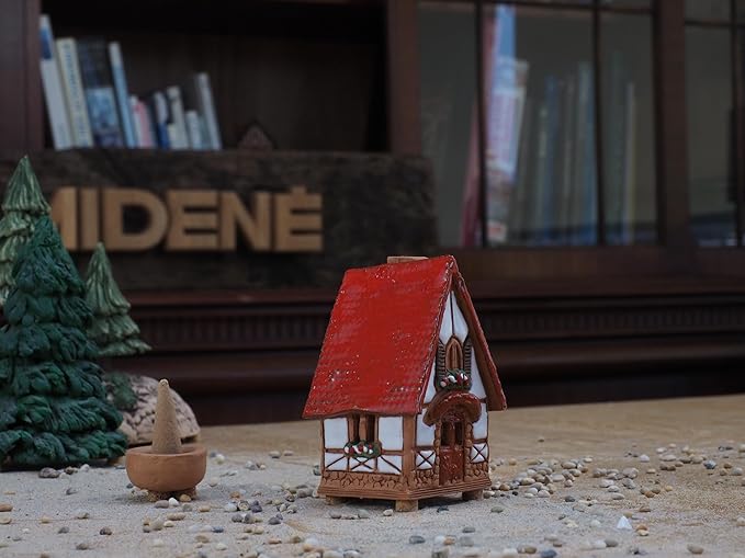 Ceramic Houses and Villages Collection - Collectible Handmade Christmas Village House Miniature Fantasy Room Decoration - Cone Incense Holder R504WR