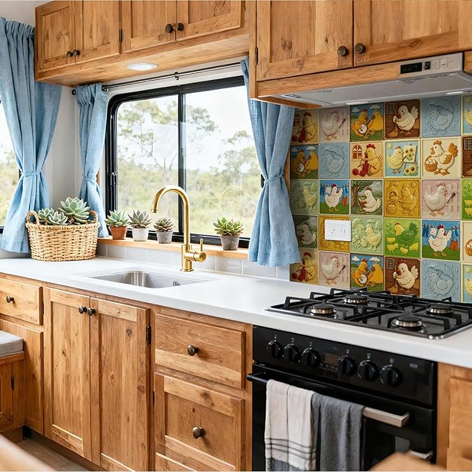Peel and Stick Backsplash for Kitchen, 24 Tiles 5.9x5.9 Inch, Christmas Themed Removable Waterproof Sticker Backsplash